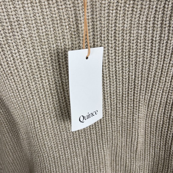 Quince Organic Cotton Crewneck Fisherman Sweater Womens XS Tan Quiet Luxury - Picture 4 of 9